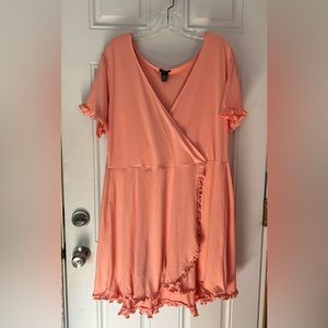 NWOT Women’s Coral Pink Plus Size Faux Wrap Dress Size 3X